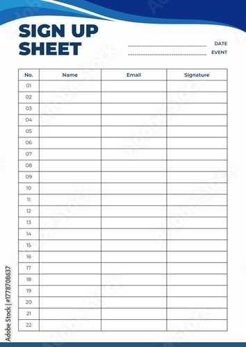Dark Blue and Beige Simple Event Sign-up Sheet - 1