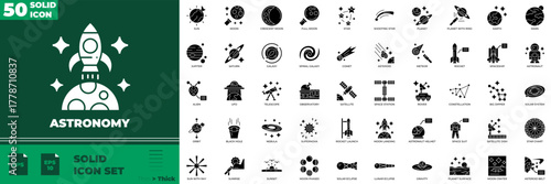 Astronomy Solid Editable Icons set