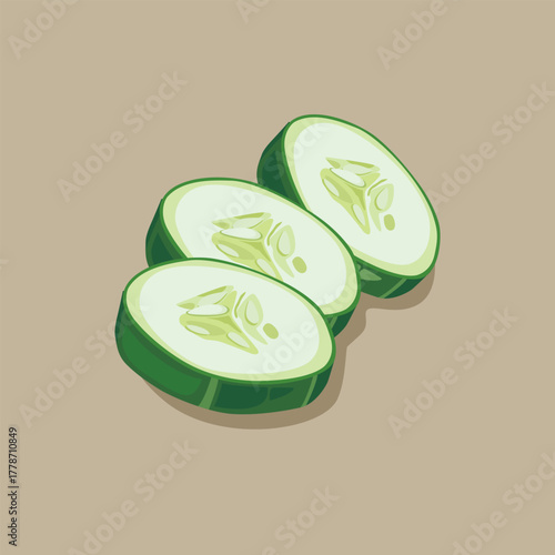 Vector illustration of slices of cucumber