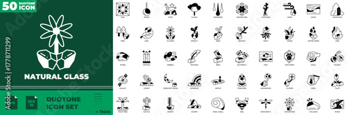 Natural Glass Duotone Editable Icons set