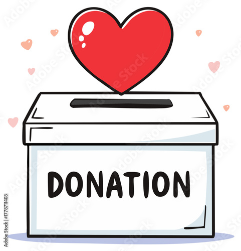Donation Box with Heart Cartoon Concept Charitable Giving Illustration