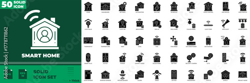 Smart Home Solid Editable Icons set