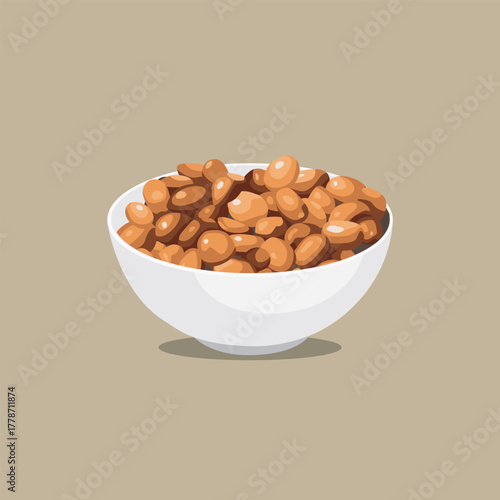 Vector illustration of peanuts in a bowl
