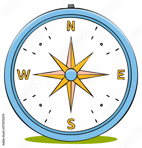 Illustration of a Compass with Cardinal Directions North East South West for Navigation and Travel