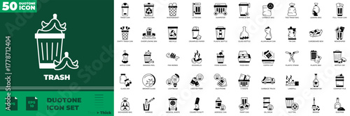 Trash Duotone Editable Icons set