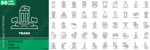 Trash Line Editable Icons set