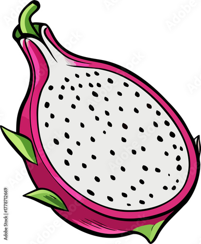 Dragon Fruits Vector Illustration | Tropical Exotic Fruit Clipart | Fresh Organic Food Design
