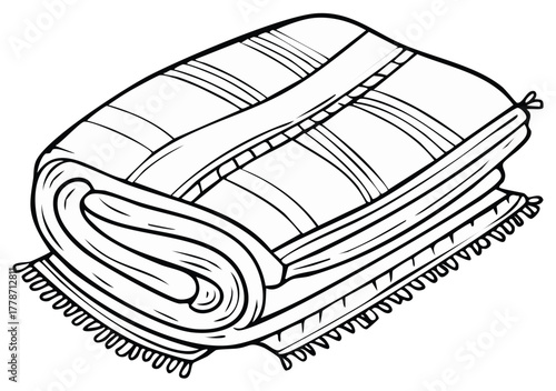 Folded blanket illustration, hand drawn style, simple textile design element