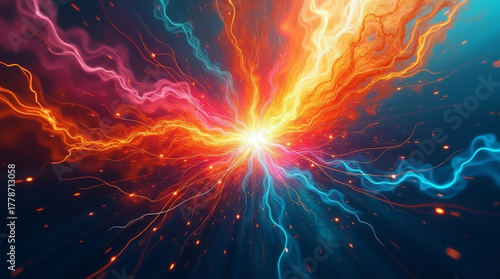 Colorful Energy Explosion Abstract Light Background, Vibrant Energy Burst Abstract Design. abstract fractal background