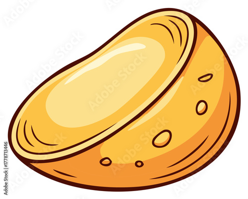 Cartoon style single potato chip illustration savory golden snack food crunchy