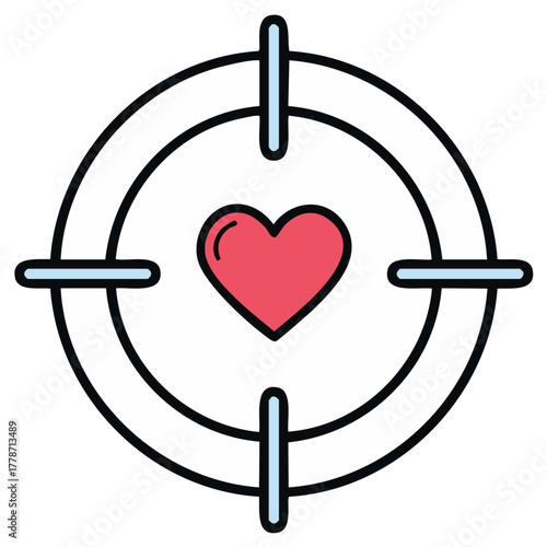Red Heart Centered Within a Crosshair Target Icon