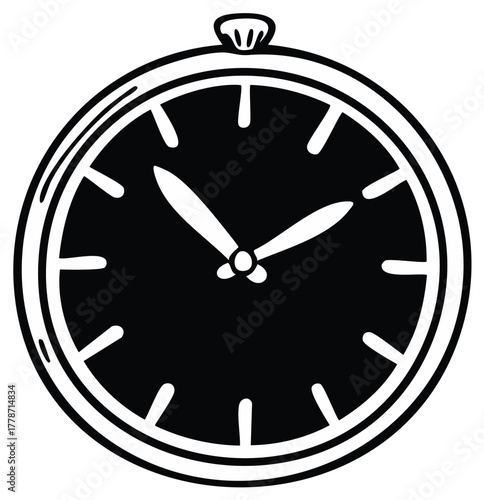 Stylized Hand Drawn Pocket Watch Illustration