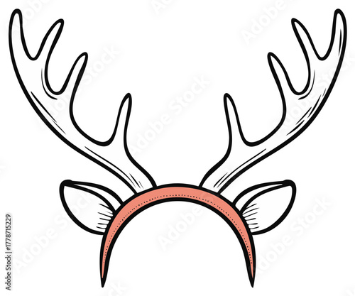 Cute cartoon reindeer antler headband with ears a fun holiday costume accessory graphic