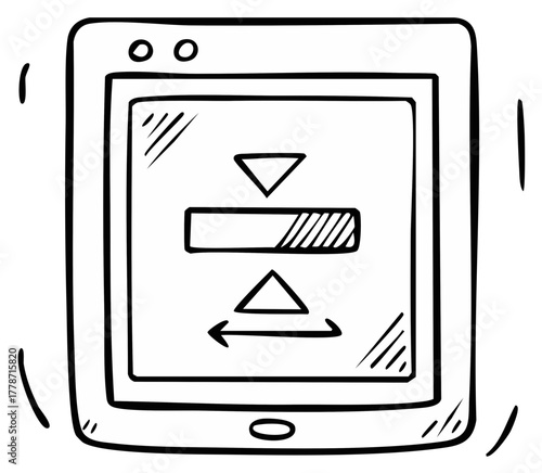 Tablet Device Displaying Settings Interface Doodle Line Art