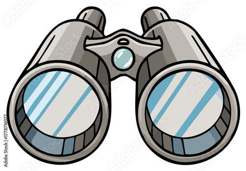 Cartoon style vector illustration of field binoculars for observation and exploration