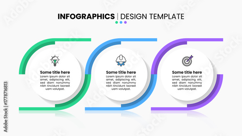 Infographic template. 3 circular banners with icons