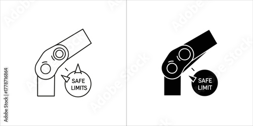 Safe limits icon, mechanical joint, line and solid style