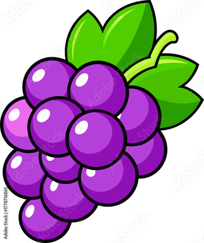 Grape Vector Illustration | Fresh Purple Fruit Clipart | Sweet Organic Food Design