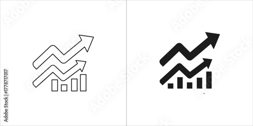 Two graphic representations of upward trending stock market charts