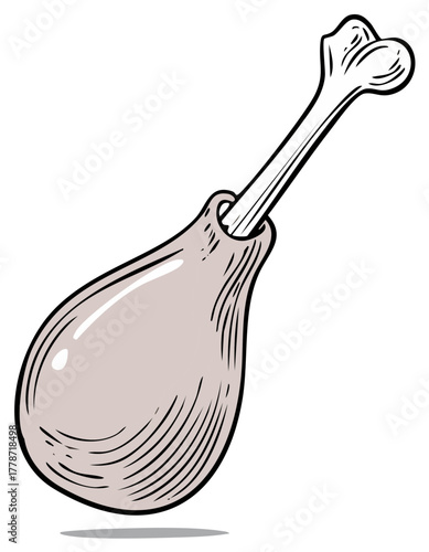Chicken drumstick leg cartoon illustration, delicious cooked food design
