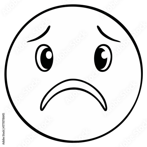 Sad Face Illustration in Black and White for Use in Designs