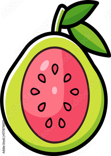 Guava Vector Illustration | Tropical Green Fruit Clipart | Fresh Organic Food Design