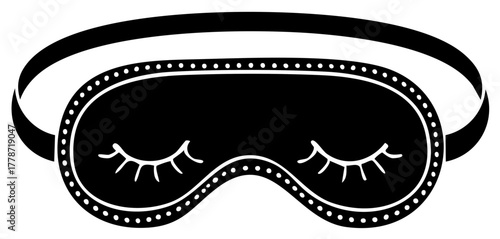 Sleep Mask Illustration Black and White Sleepwear Comfort Icon