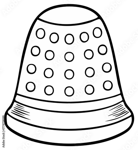 Line Art Thimble with Circles and Stripes