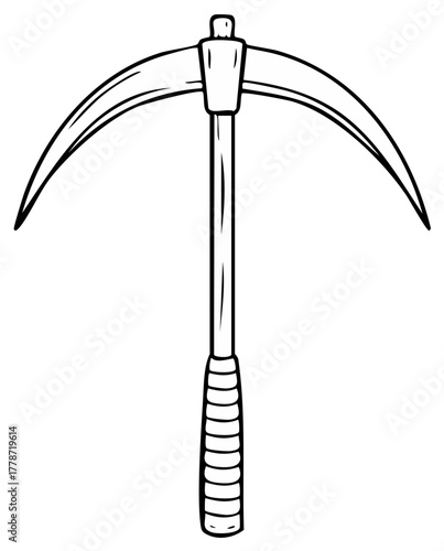Stylized Outline Drawing of a Double Sided Pickaxe Tool
