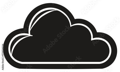 Cloud Icon Illustration in Black and White Outline