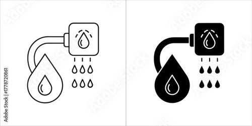 Water drop icon with shower head