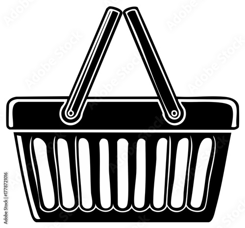 Iconic Market Basket Silhouette with Handles and Slats