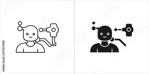 Person with a futuristic device attached to head