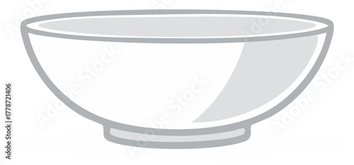 Empty Kitchen Bowl Illustration with Simple Gray Outline Design