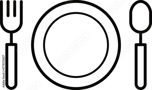 シンプルなナイフとスプーンと皿のベクターイラスト
