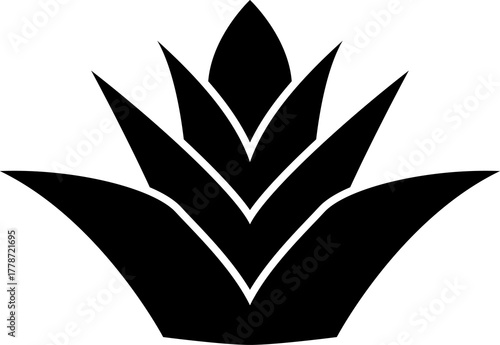 アガベ、多肉植物のシンプルなシルエットイラスト