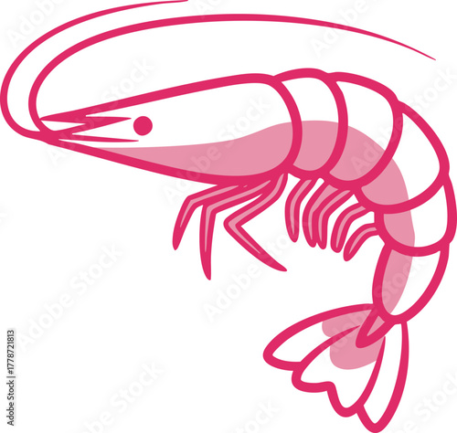 ピンク色のエビのシンプルなベクターイラスト