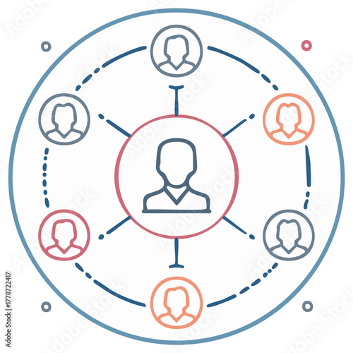 Circle diagram of interconnected people symbolizing teamwork and communication