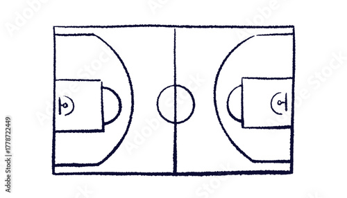 Basketball ground. Sports crayon frame. Ball game