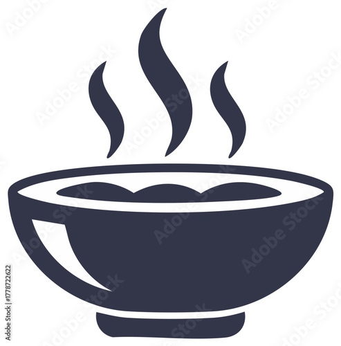 Steaming Bowl of Hot Food Icon Simple Design