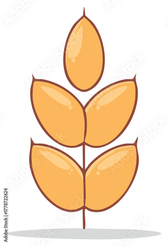Stylized vector illustration of a golden wheat stalk or cereal grain sprig