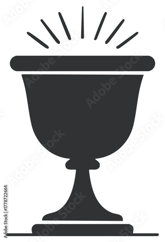 Silhouette of a chalice with radiating lines, a symbol of faith and spirituality