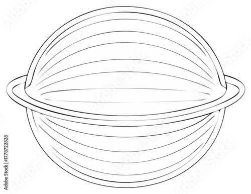 Abstract line art illustration of a domed structure with banded details.
