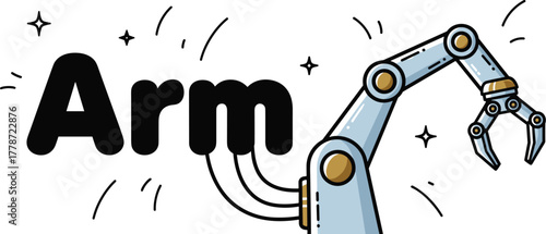 Modern Robotics Arm Illustration Concept Design for Technology Innovation and Industrial Automation Presentation Material, Featuring Precision Mechanics and Engineering Solutions in Manufacturing