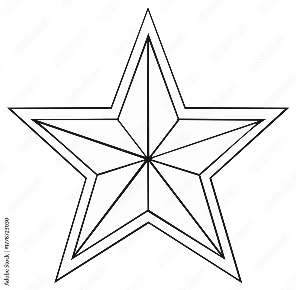 Obraz premium Outlined Five Point Star Shape, Geometric Design, Star Symbol with Double Line