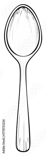 Stylized kitchen utensil spoon hand drawn illustration simple black white line art sketch