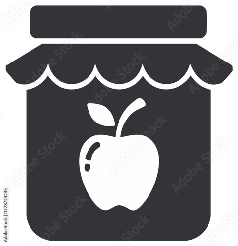 Jar of Apple Jam or Marmalade Black and White Simplified Icon