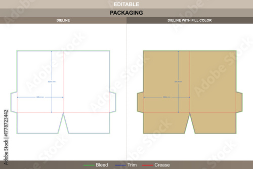 Presentation folder dieline shaped by vector tracing enhancing printing precision packaging fold consistent die line edges maintain folder durability with professional appeal