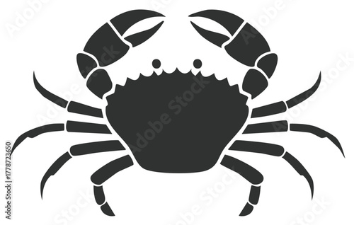 Crab silhouette, simple marine animal vector illustration for designs