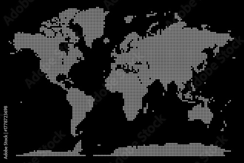 World map in polygon shape. Polygon stroke line shape dotted pattern world map. Vector earth map design in a polygon dot format. Digital cartography and infographic design representing the world.